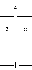 circuit analysis physics example problem ><br />A = 20 ##\mu##F<br />B = 5 ##\mu##F<br />C = 10 ##\mu##F<br 